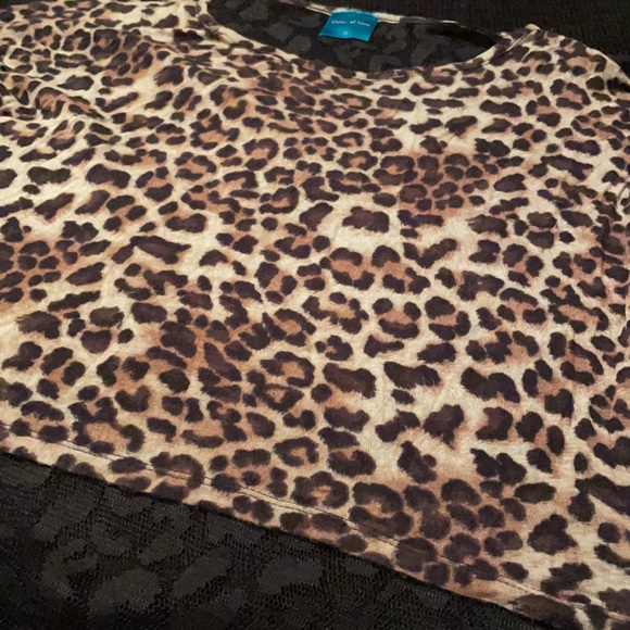 Cheetah print crop top with black lace back. Small - Picture 2 of 5